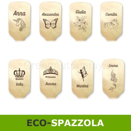 modelli spazzola di legno per capelli con immagine e nome