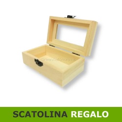 Scatolina in legno – scatola regalo portagioie con finestra