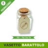 Vasetto di vetro 4x4x5 cm con tappo e tag-cartellino personalizzato
