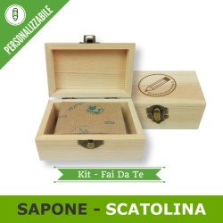 Kit sapone naturale 100 g - scatolina di legno personalizzata 7x11x5cm