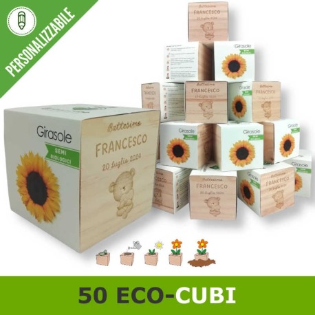 Kit 50 eco-cubi da personalizzare piantare per bomboniere battesimo-comunione-matrimonio