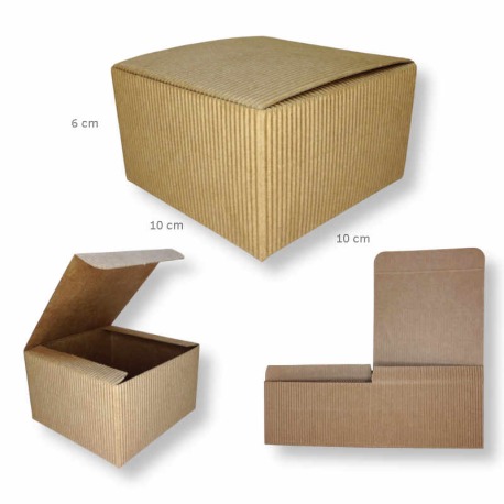 scatola regalo di cartoncino avana ondulata 10x10x6cm