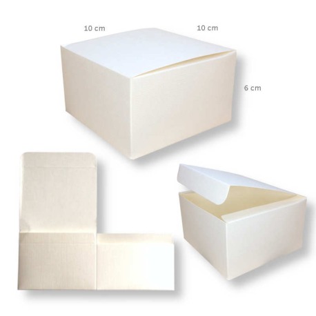 Scatola bianca effetto seta 10x10x6cm per confezioni regalo