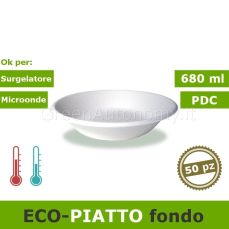 ecoPiatto fondo 680ml tondo bio e compostabile in canna da zucchero