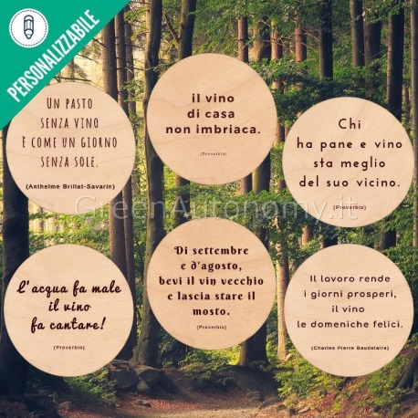 Eco-sottobottiglia di legno personalizzato con frase