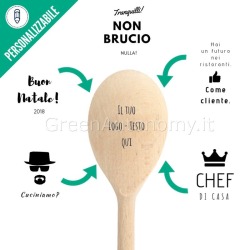 Eco-regalo mestolo tondo da cucina di legno decorato