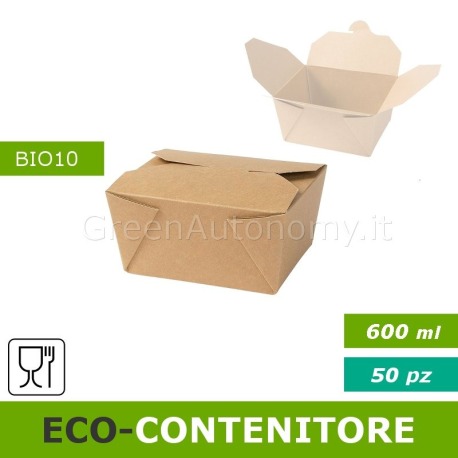 Eco-contenitore 600ml per asporto, take away, cibo a domicilio