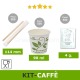 Kit 500 bicchieri caffè 500 palette legno 500 bustine zucchero ecologico compostabile